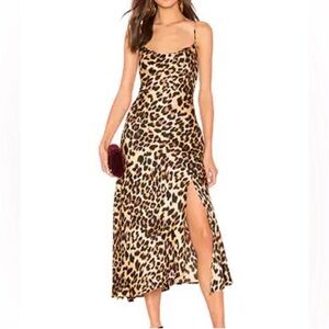 Astr Leopard Print Midi Dress